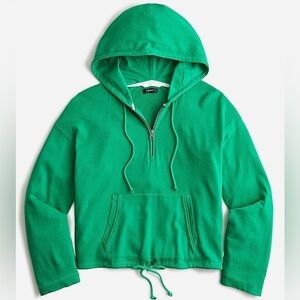 J. Crew Magic Rinse Cropped Drawstring Hoodie Women’s Kelly Green Fall 2022
